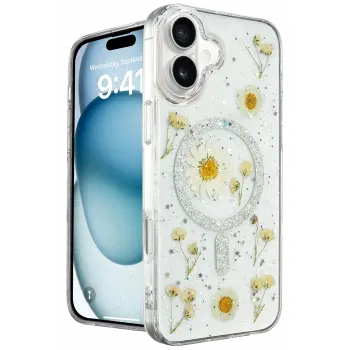 Lopard İphone 16 Kılıf Daisy Simli Magsafe Kapak - Gümüş