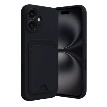 Lopard İphone 16 Kılıf Kelvin Kartvizitli Silikon - Siyah