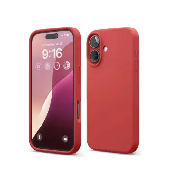 Lopard İphone 16 Kılıf Nano İçi Kadife Silikon - Kırmızı