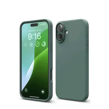 Lopard İphone 16 Kılıf Nano İçi Kadife Silikon - Koyu Yeşil