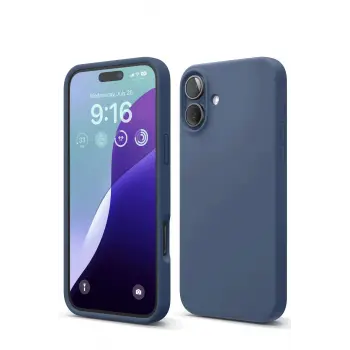 Lopard İphone 16 Kılıf Nano İçi Kadife Silikon - Lacivert