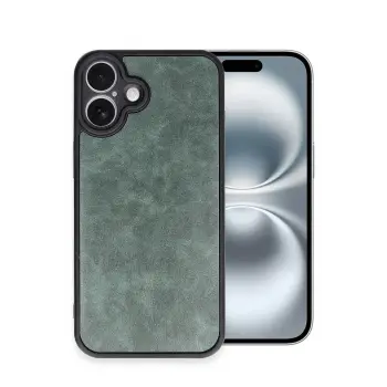 Lopard İphone 16 Plus Kılıf Aras Deri Kapak - Koyu Yeşil