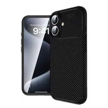 Lopard İphone 16 Plus Kılıf Auto Focus Karbon Kapak - Siyah