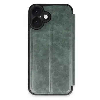 Lopard İphone 16 Plus Kılıf Flip Cover - Koyu Yeşil