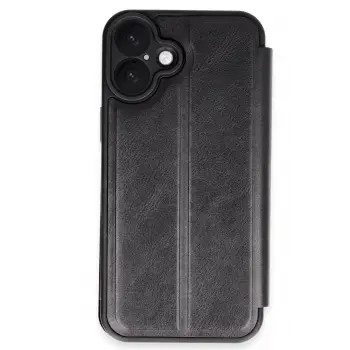 Lopard İphone 16 Plus Kılıf Flip Cover - Siyah