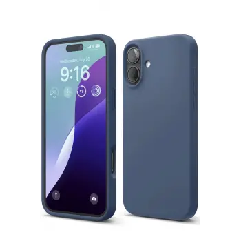 Lopard İphone 16 Plus Kılıf Nano İçi Kadife Silikon - Lacivert