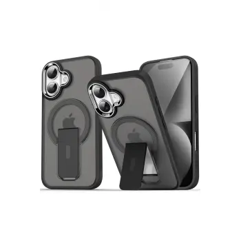 Lopard İphone 16 Plus Kılıf Tork Magsafe Standlı Kapak - Siyah
