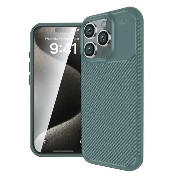 Lopard İphone 16 Pro Kılıf Auto Focus Karbon Kapak - Koyu Yeşil