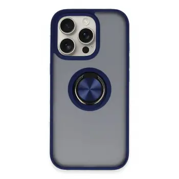 Lopard İphone 16 Pro Kılıf Montreal Yüzüklü Silikon Kapak - Lacivert