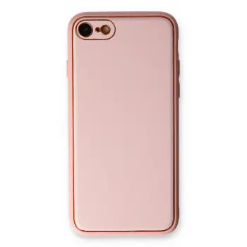 Lopard İphone 7 Kılıf Coco Deri Silikon Kapak - Pudra