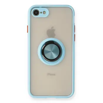 Lopard İphone 7 Kılıf Montreal Yüzüklü Silikon Kapak - Buz Mavi