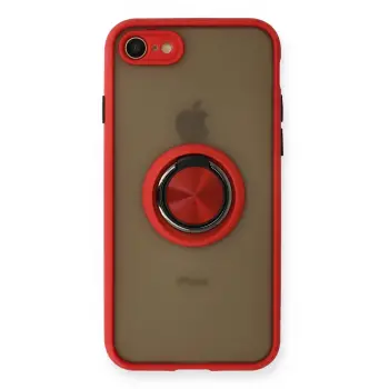 Lopard İphone 7 Kılıf Montreal Yüzüklü Silikon Kapak - Kırmızı