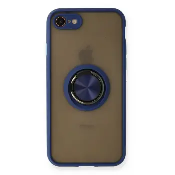 Lopard İphone 7 Kılıf Montreal Yüzüklü Silikon Kapak - Lacivert