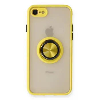 Lopard İphone 7 Kılıf Montreal Yüzüklü Silikon Kapak - Sarı