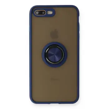 Lopard İphone 7 Plus Kılıf Montreal Yüzüklü Silikon Kapak - Lacivert