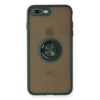 Lopard İphone 7 Plus Kılıf Montreal Yüzüklü Silikon Kapak - Yeşil