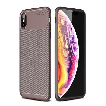 Lopard İphone Xs Max Kılıf Auto Focus Karbon Kapak - Kahverengi