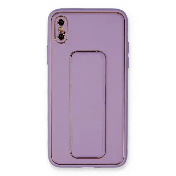 Lopard İphone Xs Max Kılıf Coco Deri Standlı Kapak - Koyu Lila