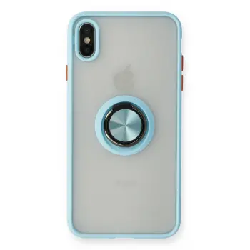 Lopard İphone Xs Max Kılıf Montreal Yüzüklü Silikon Kapak - Buz Mavi