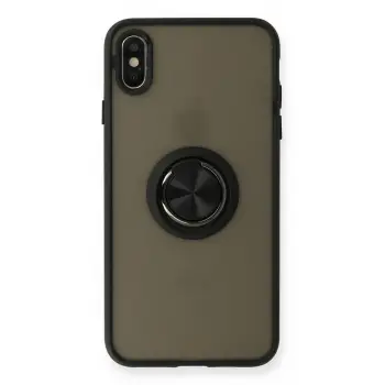 Lopard İphone Xs Max Kılıf Montreal Yüzüklü Silikon Kapak - Siyah