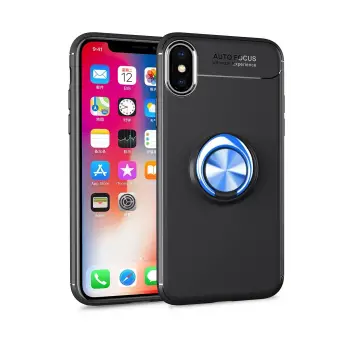 Lopard İphone Xs Max Kılıf Range Yüzüklü Silikon - Siyah-mavi