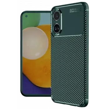 Lopard Oppo A60 Kılıf Auto Focus Karbon Kapak - Koyu Yeşil