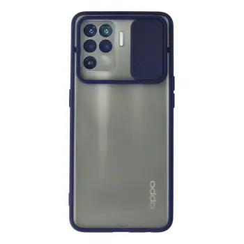 Lopard Oppo Reno 5 Lite Kılıf Palm Buzlu Kamera Sürgülü Silikon - Lacivert