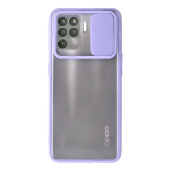 Lopard Oppo Reno 5 Lite Kılıf Palm Buzlu Kamera Sürgülü Silikon - Lila