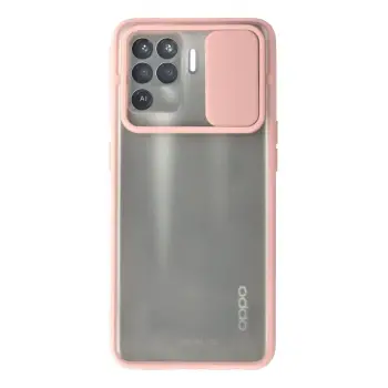 Lopard Oppo Reno 5 Lite Kılıf Palm Buzlu Kamera Sürgülü Silikon - Pembe