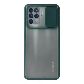 Lopard Oppo Reno 5 Lite Kılıf Palm Buzlu Kamera Sürgülü Silikon - Yeşil