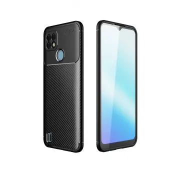 Lopard Realme C21 Kılıf Auto Focus Karbon Kapak - Siyah