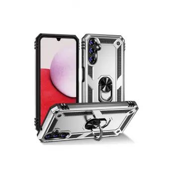 Lopard Samsung Galaxy A04s Kılıf Sofya Yüzüklü Silikon Kapak - Gümüş