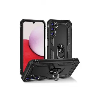 Lopard Samsung Galaxy A04s Kılıf Sofya Yüzüklü Silikon Kapak - Siyah