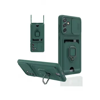 Lopard Samsung Galaxy A04s Kılıf Zuma Kartvizitli Yüzüklü Silikon - Yeşil