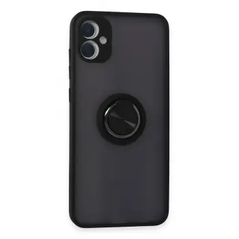 Lopard Samsung Galaxy A05 Kılıf Montreal Yüzüklü Silikon Kapak - Siyah