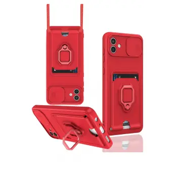 Lopard Samsung Galaxy A05 Kılıf Zuma Kartvizitli Yüzüklü Silikon - Kırmızı