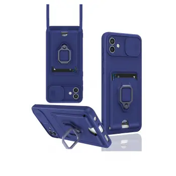 Lopard Samsung Galaxy A05 Kılıf Zuma Kartvizitli Yüzüklü Silikon - Lacivert