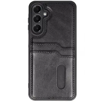 Lopard Samsung Galaxy A16 5g Kılıf Sara Kartvizitli Deri Kılıf - Siyah