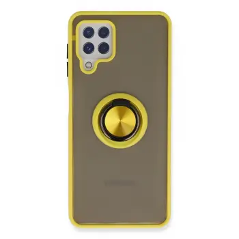 Lopard Samsung Galaxy A22 Kılıf Montreal Yüzüklü Silikon Kapak - Sarı