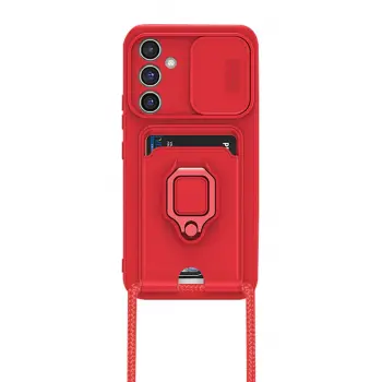 Lopard Samsung Galaxy A24 4g Kılıf Zuma Kartvizitli Yüzüklü Silikon - Kırmızı