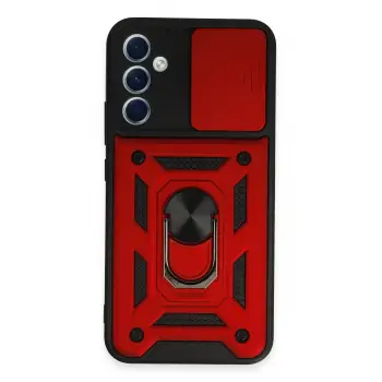 Lopard Samsung Galaxy A34 5g Kılıf Pars Lens Yüzüklü Silikon - Kırmızı