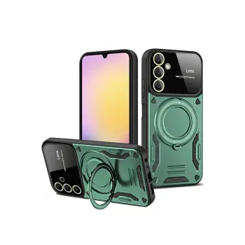 Lopard Samsung Galaxy A55 5g Kılıf Joy Lens Standlı Kapak - Koyu Yeşil