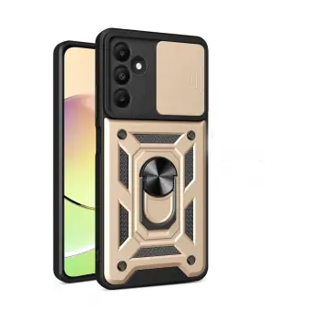 Lopard Samsung Galaxy M15 Kılıf Pars Lens Yüzüklü Silikon - Gold