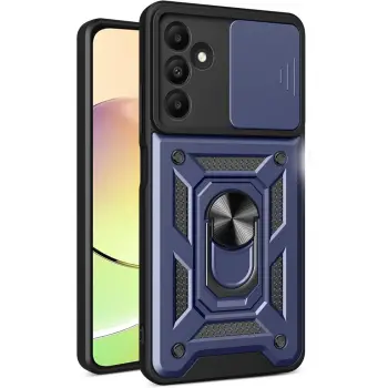 Lopard Samsung Galaxy M15 Kılıf Pars Lens Yüzüklü Silikon - Lacivert