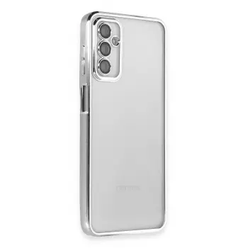 Lopard Samsung Galaxy M23 Kılıf Razer Lensli Silikon - Gümüş