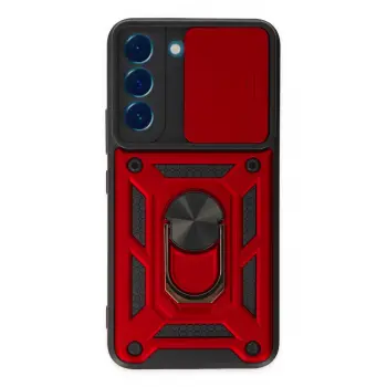 Lopard Samsung Galaxy S22 Kılıf Pars Lens Yüzüklü Silikon - Kırmızı