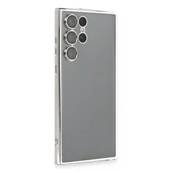 Lopard Samsung Galaxy S22 Ultra Kılıf Razer Lensli Silikon - Gümüş