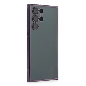 Lopard Samsung Galaxy S22 Ultra Kılıf Razer Lensli Silikon - Mor