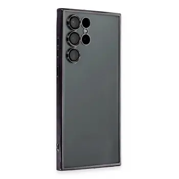 Lopard Samsung Galaxy S22 Ultra Kılıf Razer Lensli Silikon - Siyah