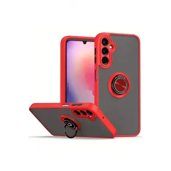 Lopard Samsung Galaxy S23 Fe Kılıf Montreal Yüzüklü Silikon Kapak - Kırmızı